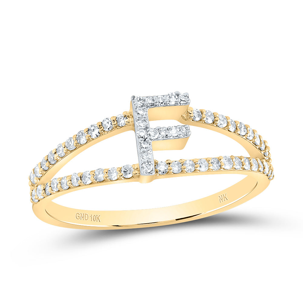 10kt Yellow Gold Diamond Initial Ladies Wedding Engagement Anniversary Ring