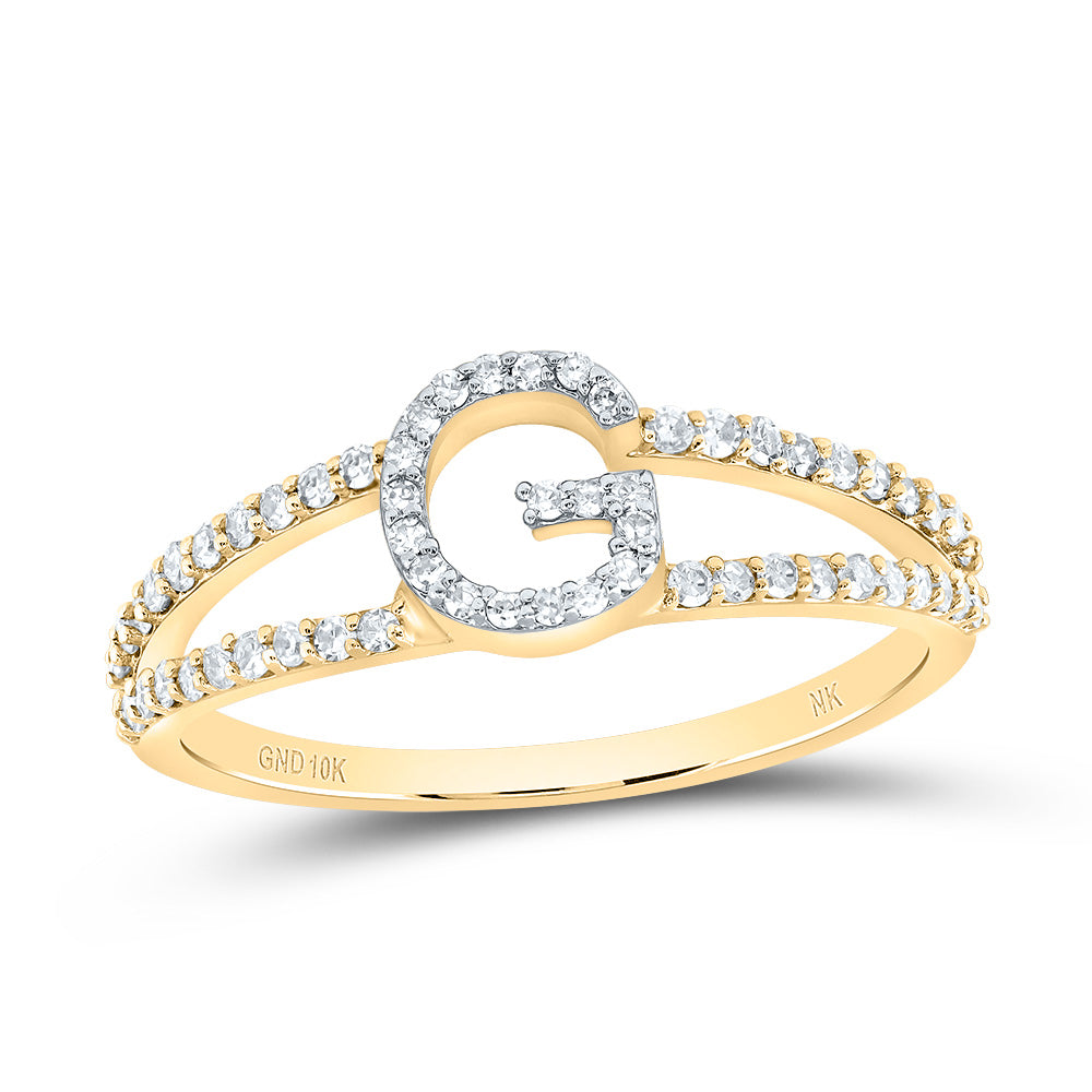 10kt Yellow Gold Diamond Initial Ladies Wedding Engagement Anniversary Ring