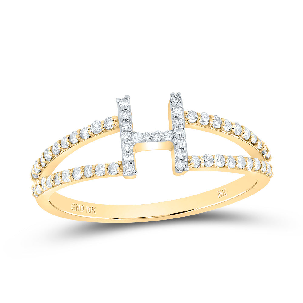 10kt Yellow Gold Diamond Initial Ladies Wedding Engagement Anniversary Ring
