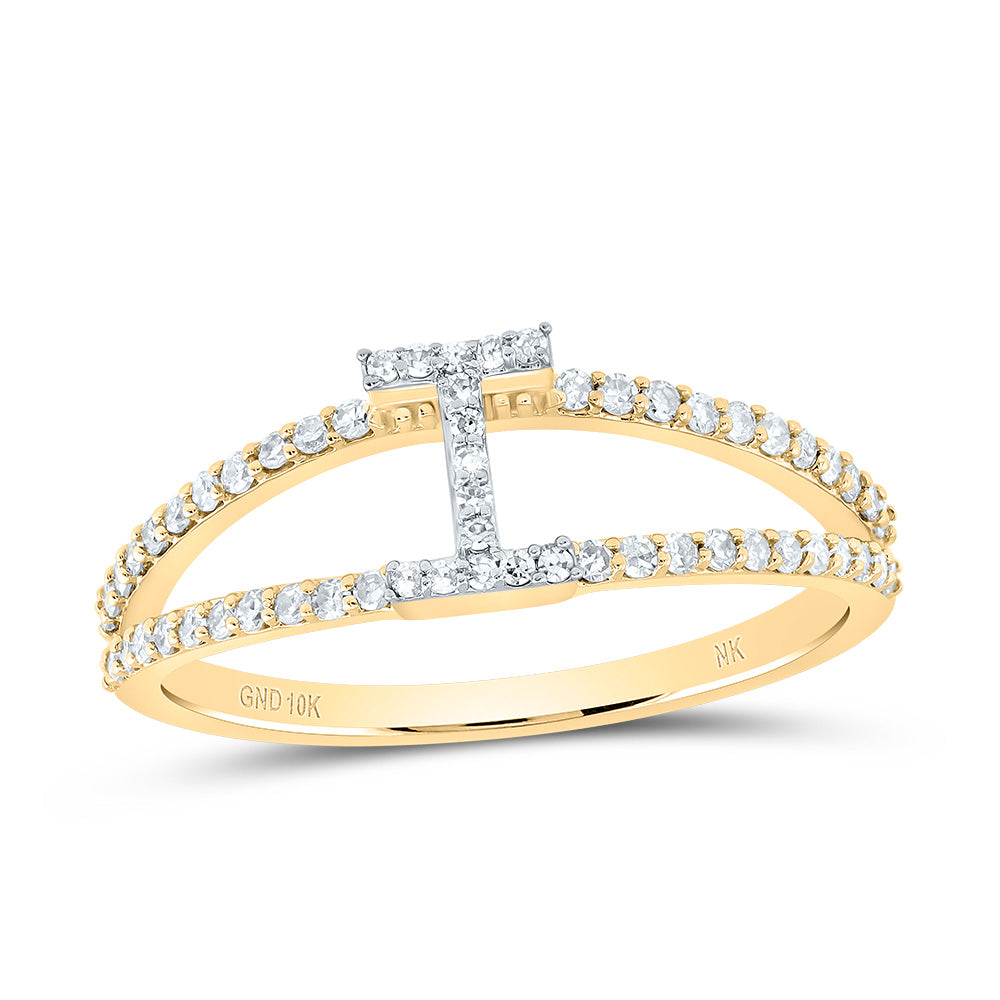 10kt Yellow Gold Diamond Initial Ladies Wedding Engagement Anniversary Ring