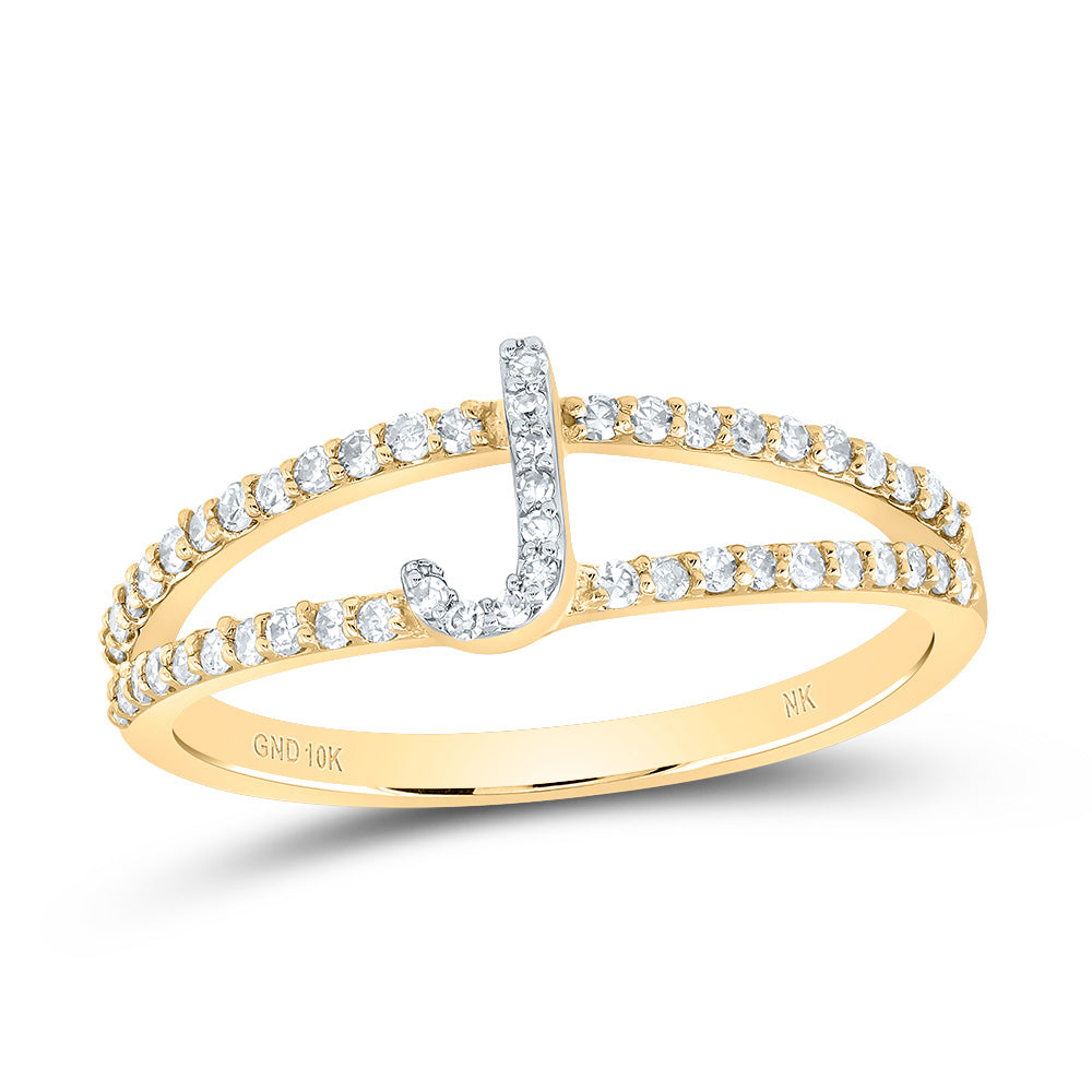 10kt Yellow Gold Diamond Initial Ladies Wedding Engagement Anniversary Ring