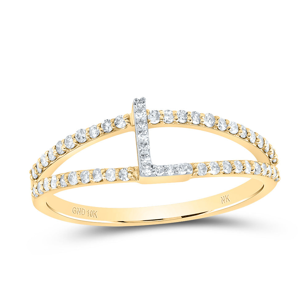 10kt Yellow Gold Diamond Initial Ladies Wedding Engagement Anniversary Ring
