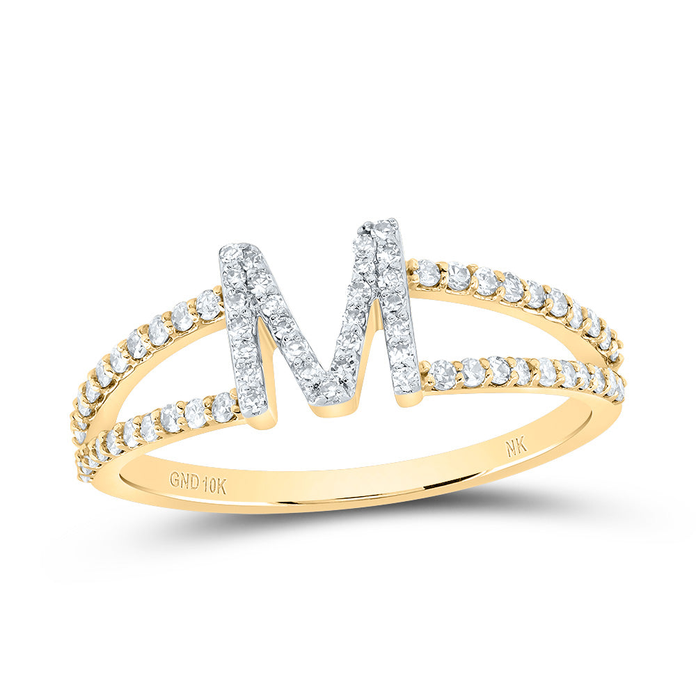 10kt Yellow Gold Diamond Initial Ladies Wedding Engagement Anniversary Ring