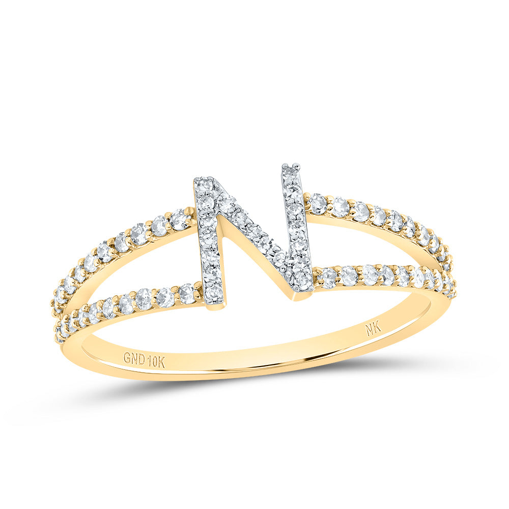 10kt Yellow Gold Diamond Initial Ladies Wedding Engagement Anniversary Ring