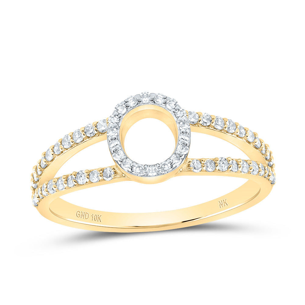 10kt Yellow Gold Diamond Initial Ladies Wedding Engagement Anniversary Ring