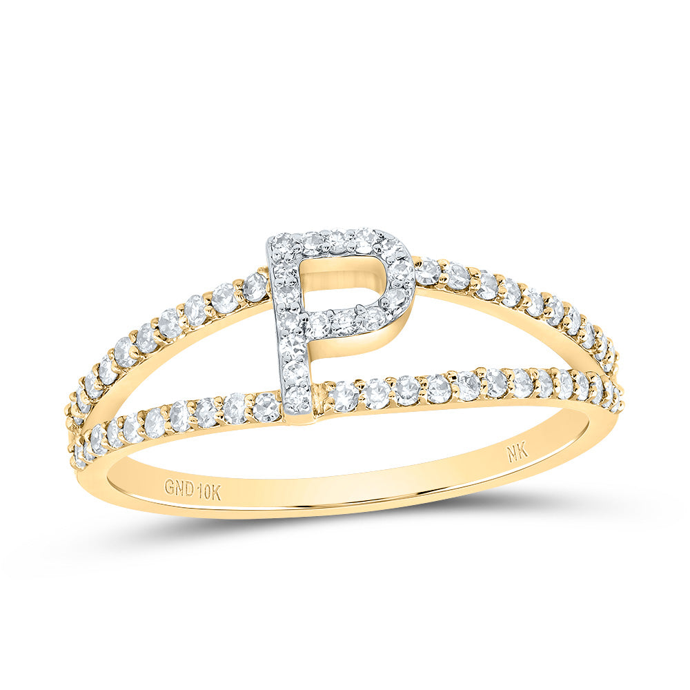 10kt Yellow Gold Diamond Initial Ladies Wedding Engagement Anniversary Ring
