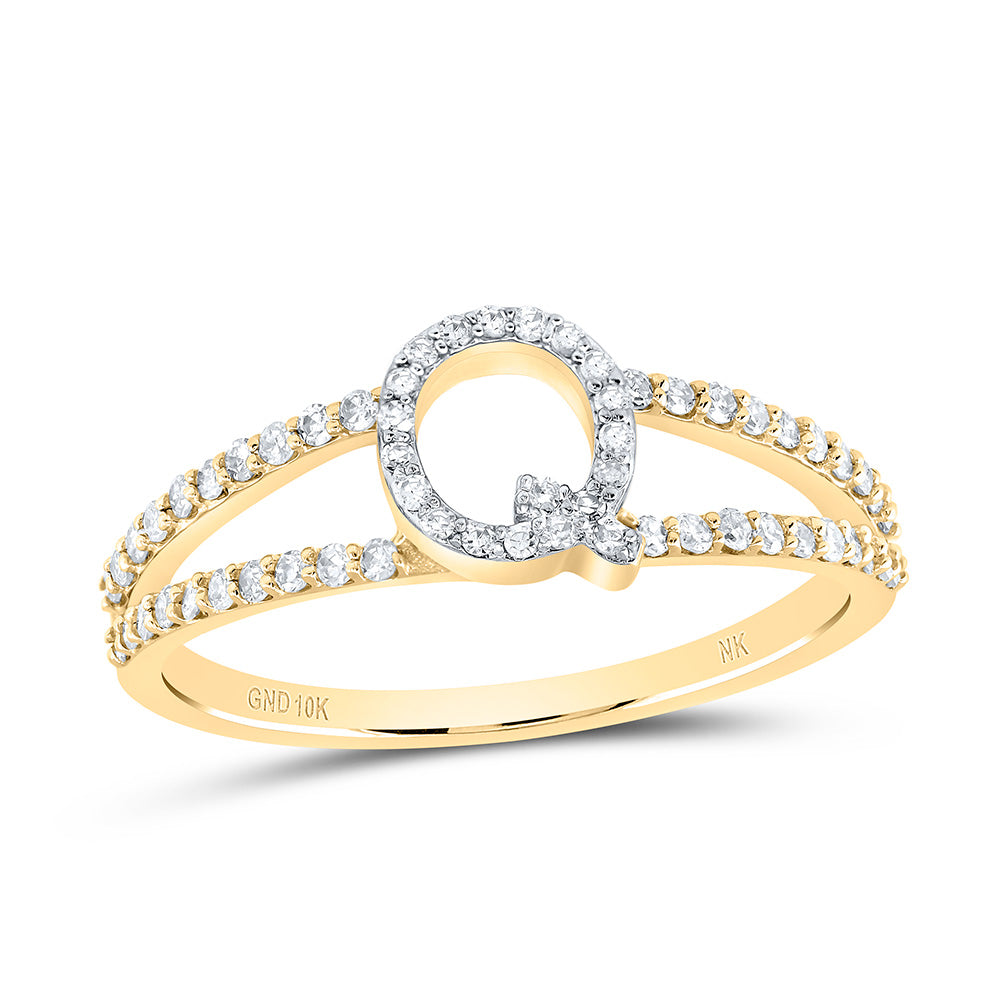 10kt Yellow Gold Diamond Initial Ladies Wedding Engagement Anniversary Ring