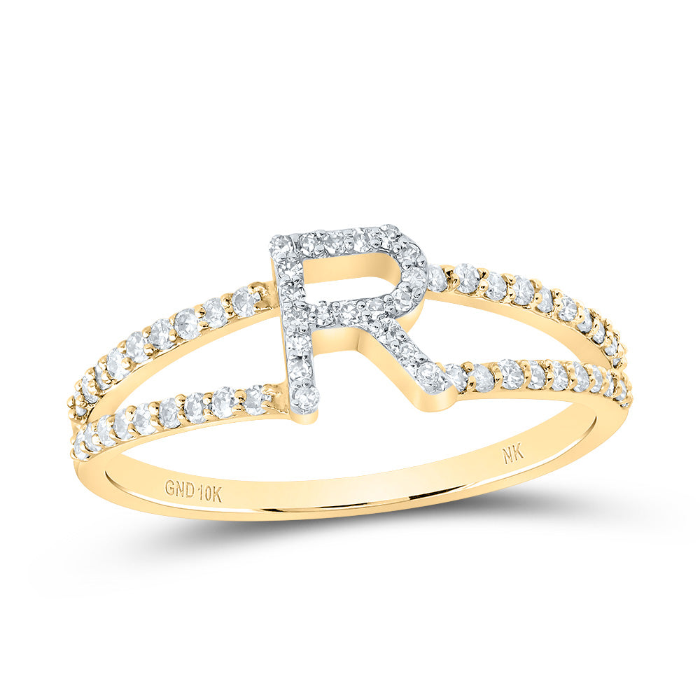 10kt Yellow Gold Diamond Initial Ladies Wedding Engagement Anniversary Ring