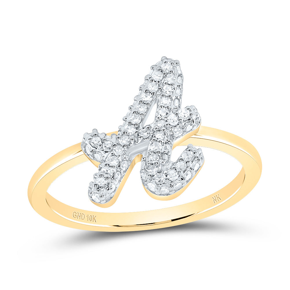 10kt Yellow Gold Diamond Fashion Initial Wedding Engagement Anniversary Ring