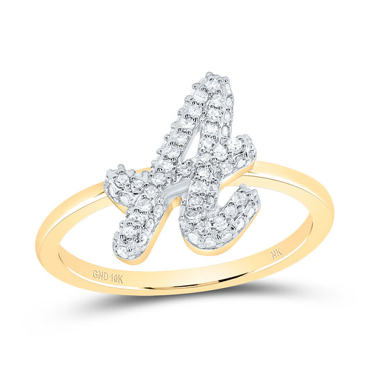 10kt Yellow Gold Diamond Fashion Initial Wedding Engagement Anniversary Ring