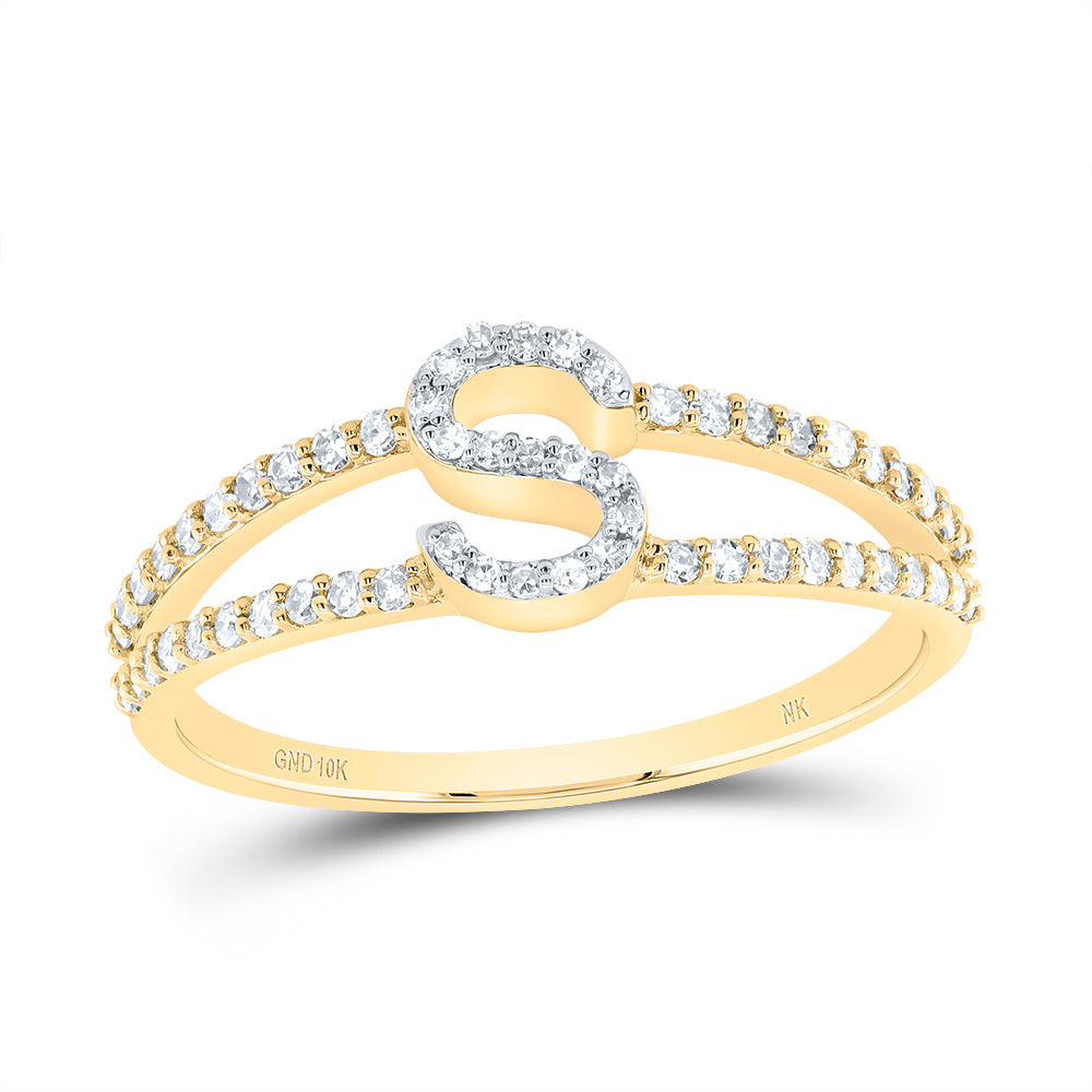 10kt Yellow Gold Diamond Initial Ladies Wedding Engagement Anniversary Ring