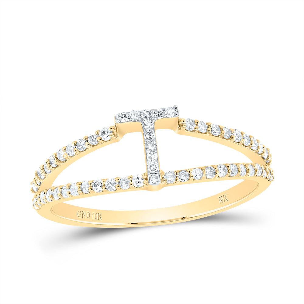 10kt Yellow Gold Diamond Initial Ladies Wedding Engagement Anniversary Ring