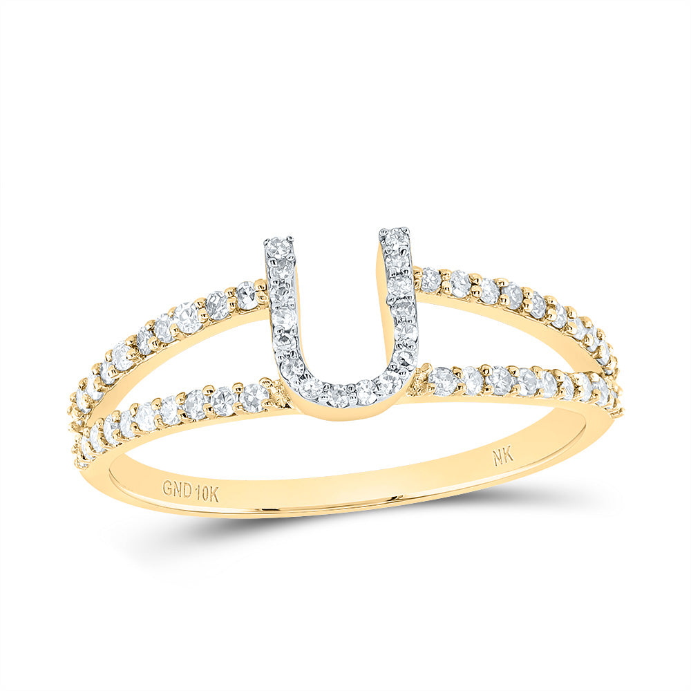 10kt Yellow Gold Diamond Initial Ladies Wedding Engagement Anniversary Ring