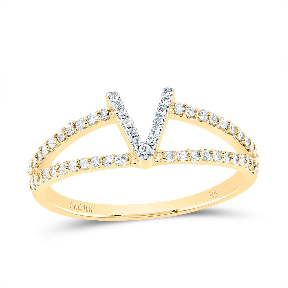 10kt Yellow Gold Diamond Initial Ladies Wedding Engagement Anniversary Ring