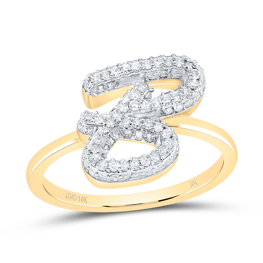 10kt Yellow Gold Diamond Fashion Initial Wedding Engagement Anniversary Ring