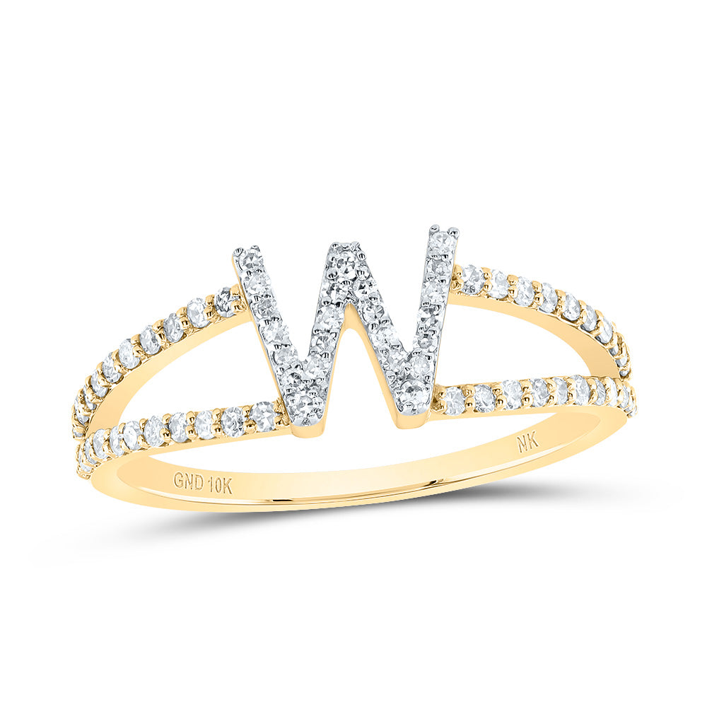 10kt Yellow Gold Diamond Initial Ladies Wedding Engagement Anniversary Ring