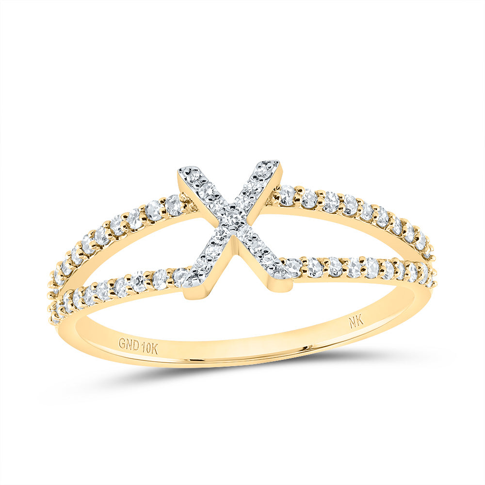 10kt Yellow Gold Diamond Initial Ladies Wedding Engagement Anniversary Ring