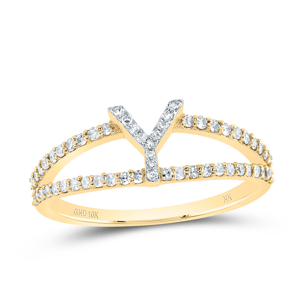 10kt Yellow Gold Diamond Initial Ladies Wedding Engagement Anniversary Ring