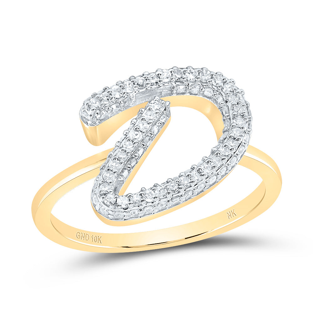 10kt Yellow Gold Diamond Fashion Initial Wedding Engagement Anniversary Ring