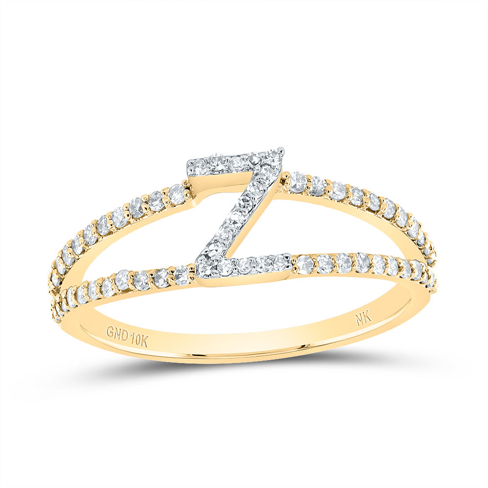 10kt Yellow Gold Diamond Initial Ladies Wedding Engagement Anniversary Ring