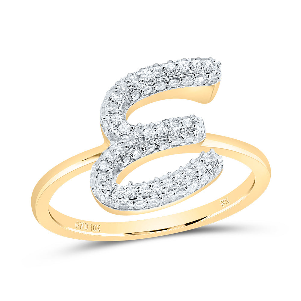 10kt Yellow Gold Diamond Fashion Initial Wedding Engagement Anniversary Ring