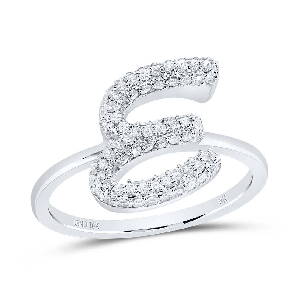 10kt Yellow Gold Diamond Fashion Initial Wedding Engagement Anniversary Ring
