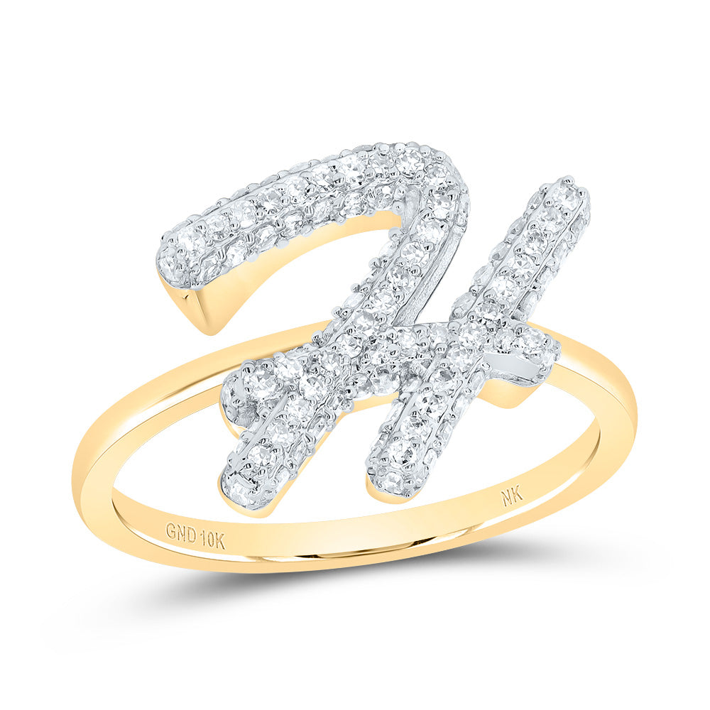 10kt Yellow Gold Diamond Fashion Initial Wedding Engagement Anniversary Ring