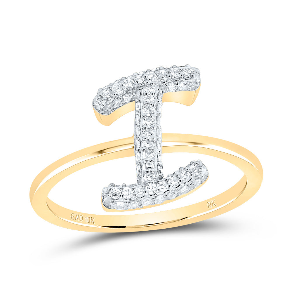 10kt Yellow Gold Diamond Fashion Initial Wedding Engagement Anniversary Ring
