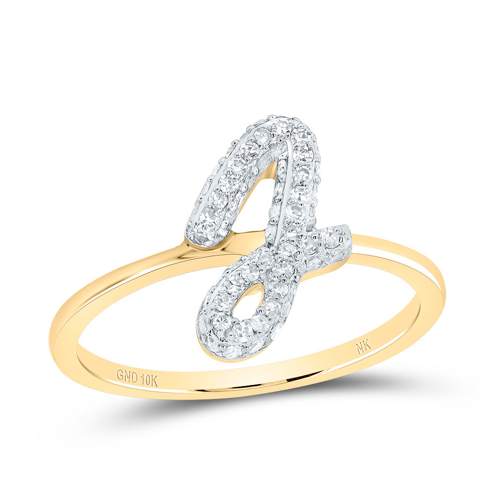 10kt Yellow Gold Diamond Fashion Initial Wedding Engagement Anniversary Ring