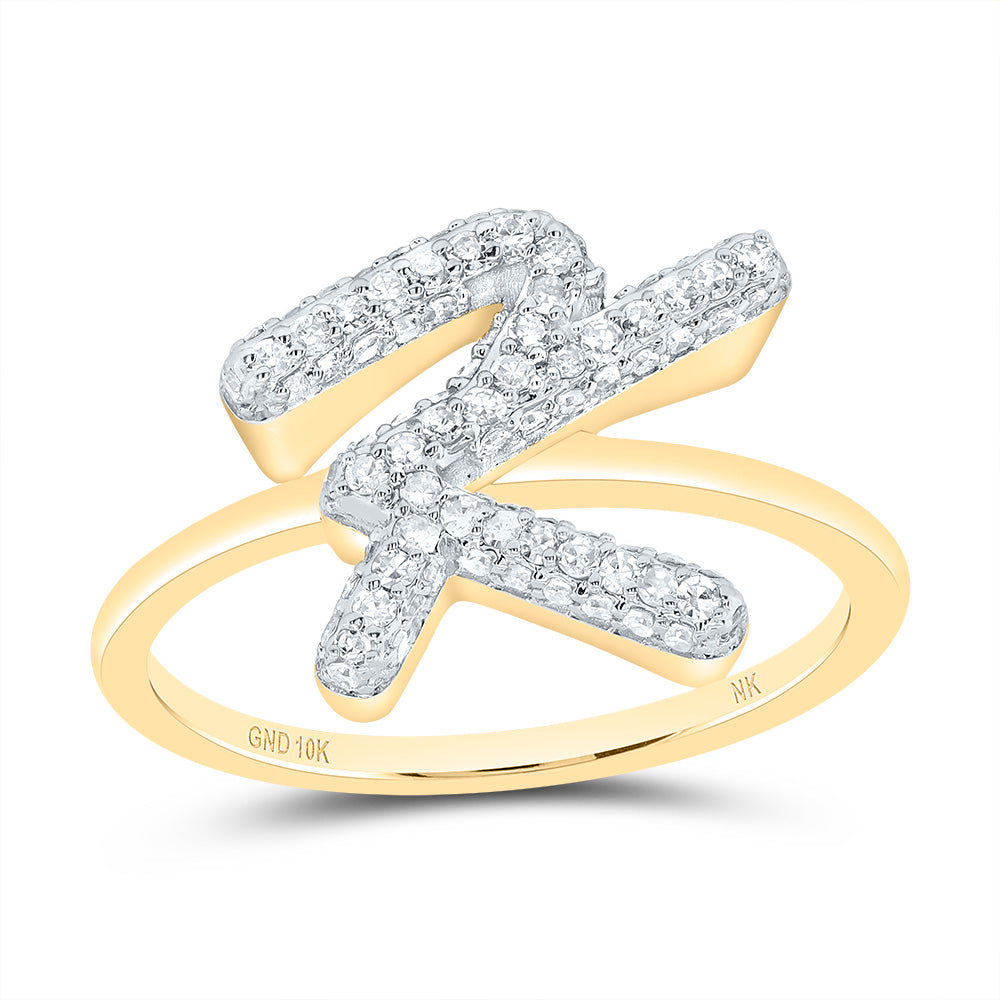10kt Yellow Gold Diamond Fashion Initial Wedding Engagement Anniversary Ring