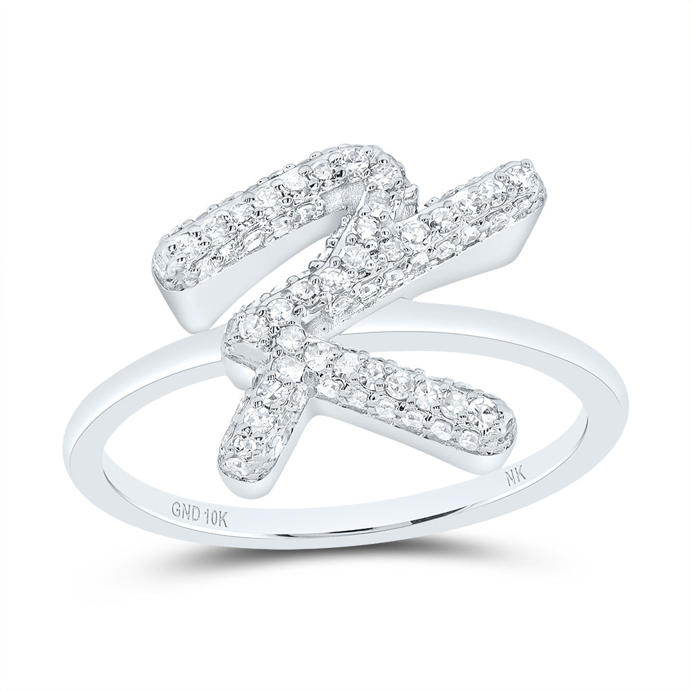 10kt Yellow Gold Diamond Fashion Initial Wedding Engagement Anniversary Ring