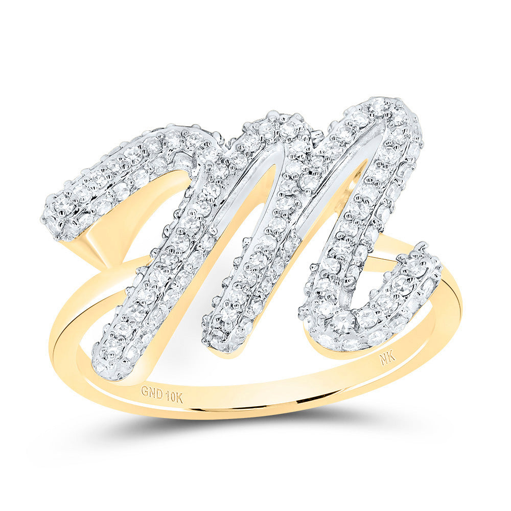 10kt Yellow Gold Diamond Fashion Initial Wedding Engagement Anniversary Ring