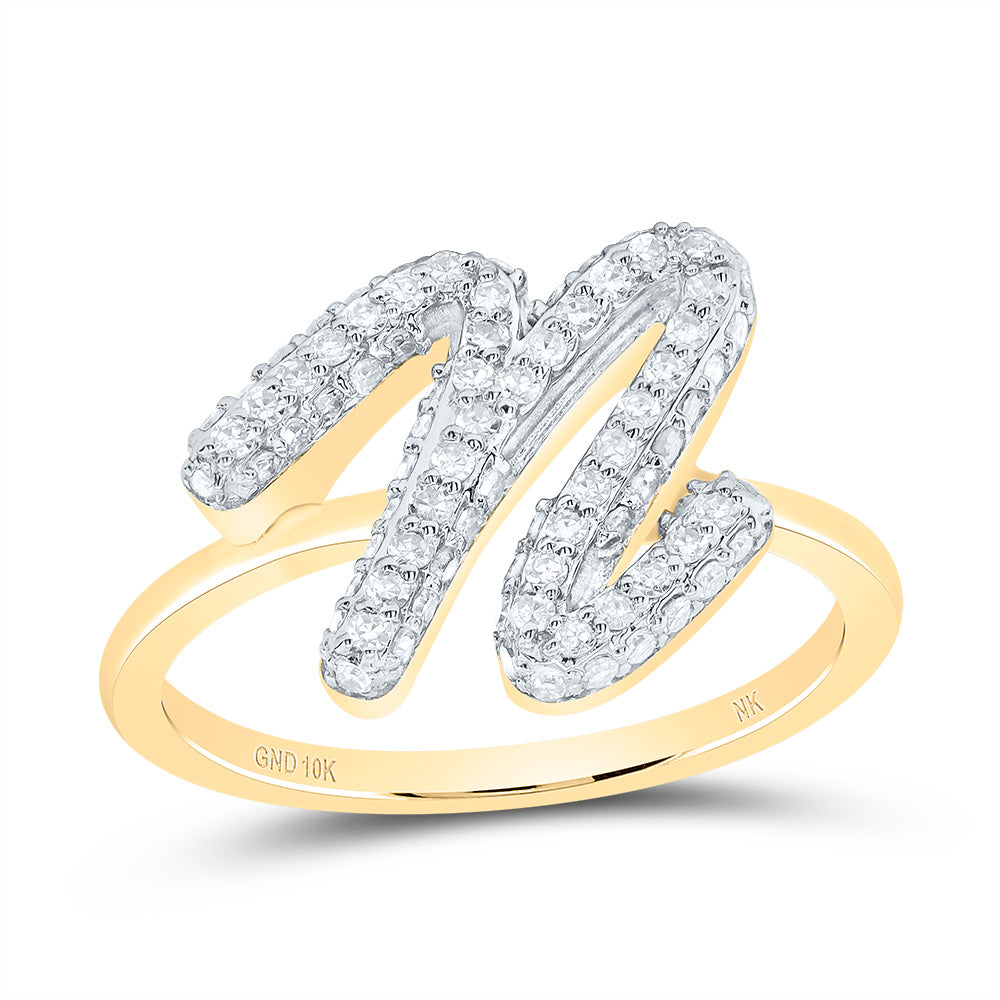 10kt Yellow Gold Diamond Fashion Initial Wedding Engagement Anniversary Ring