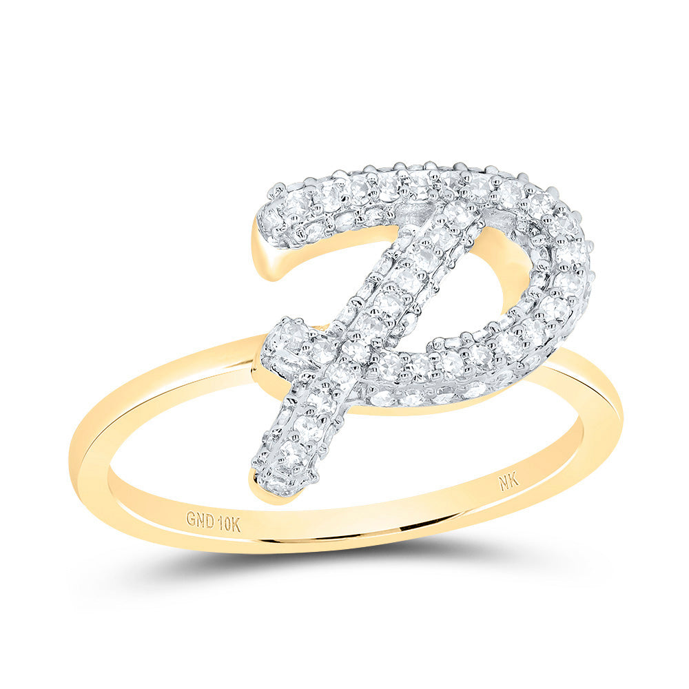 10kt Yellow Gold Diamond Fashion Initial Wedding Engagement Anniversary Ring