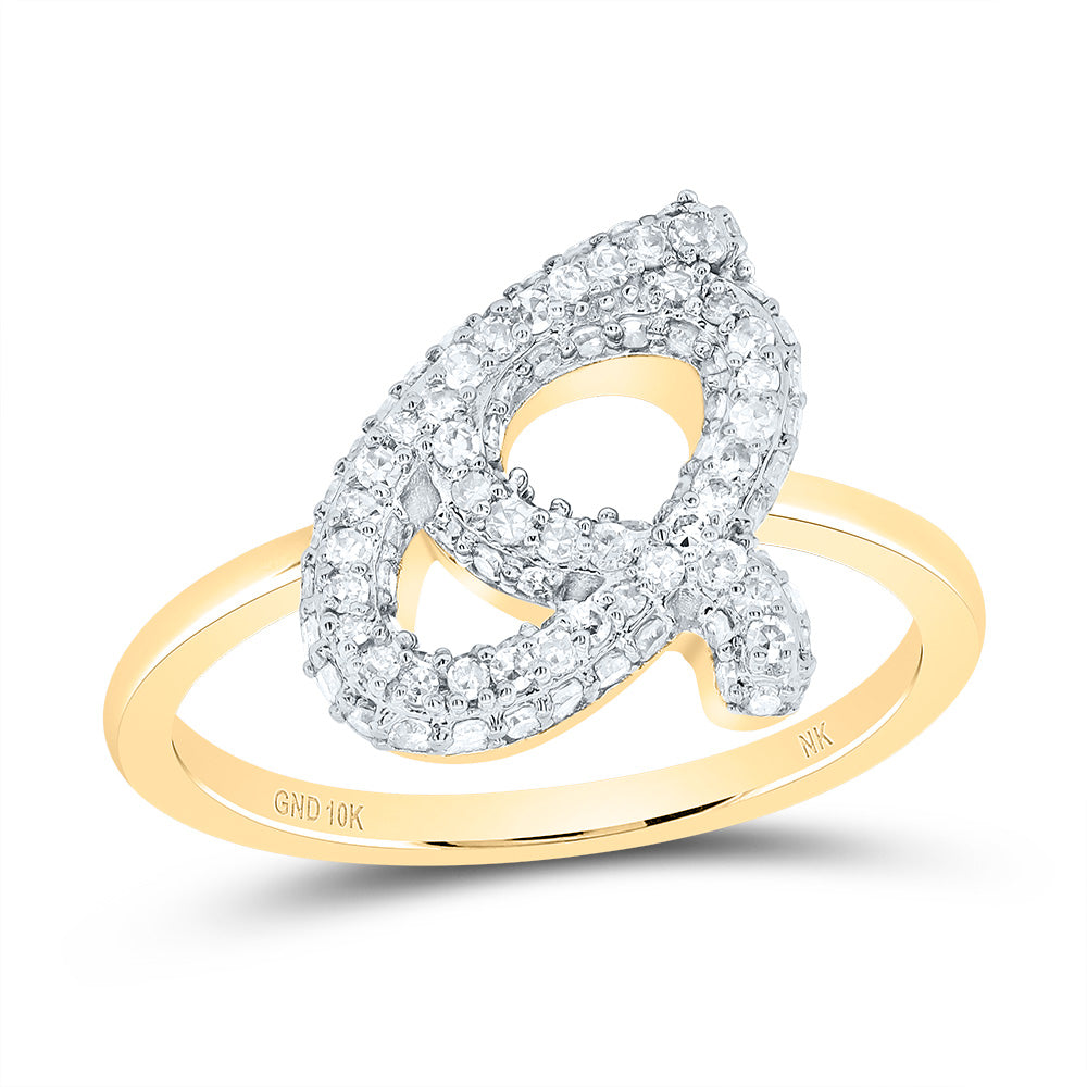 10kt Yellow Gold Diamond Fashion Initial Wedding Engagement Anniversary Ring
