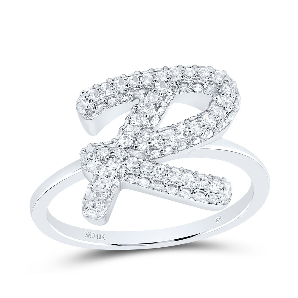 10kt Yellow Gold Diamond Fashion Initial Wedding Engagement Anniversary Ring
