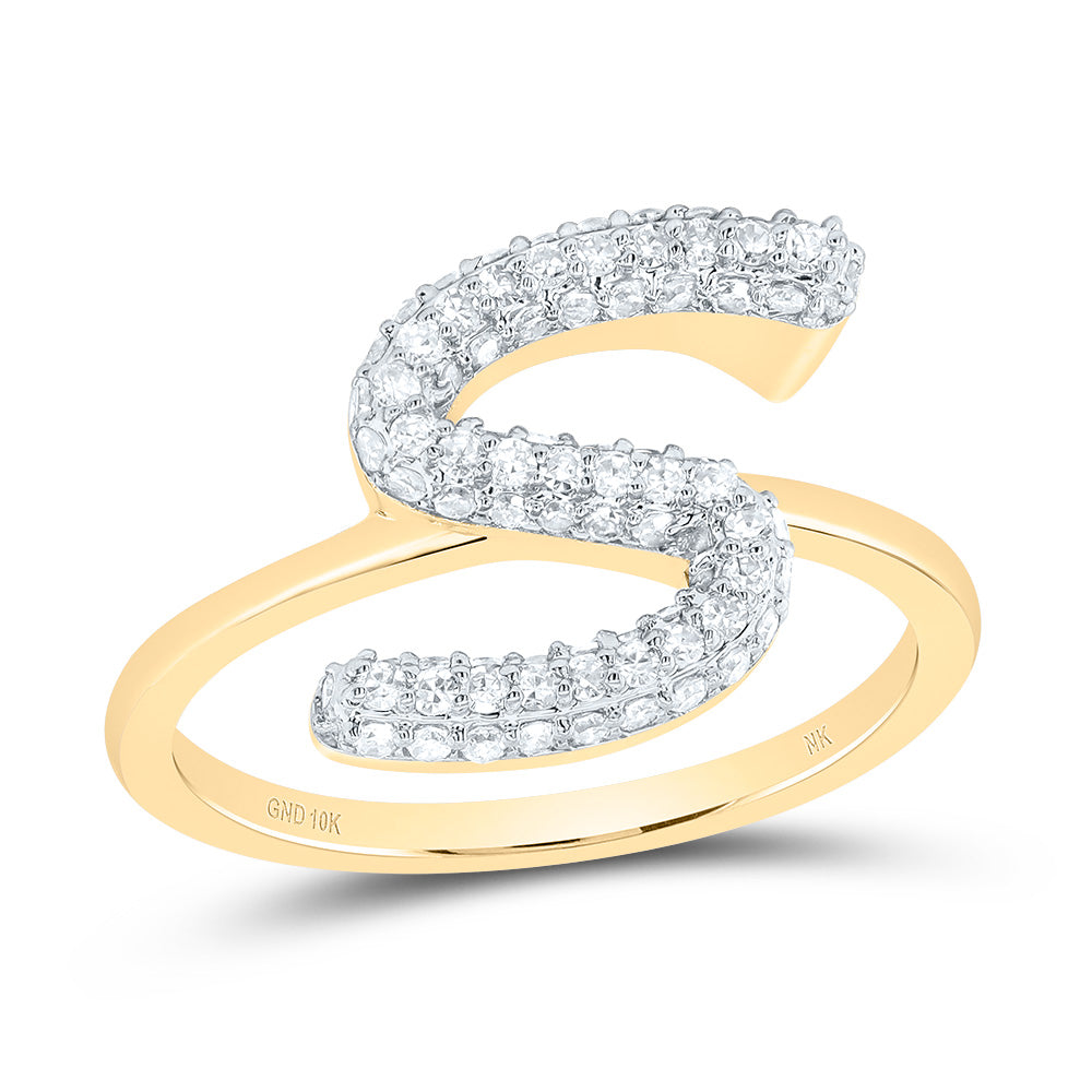 10kt Yellow Gold Diamond Fashion Initial Wedding Engagement Anniversary Ring
