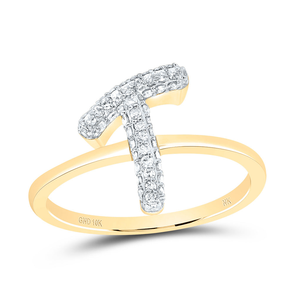 10kt Yellow Gold Diamond Fashion Initial Wedding Engagement Anniversary Ring