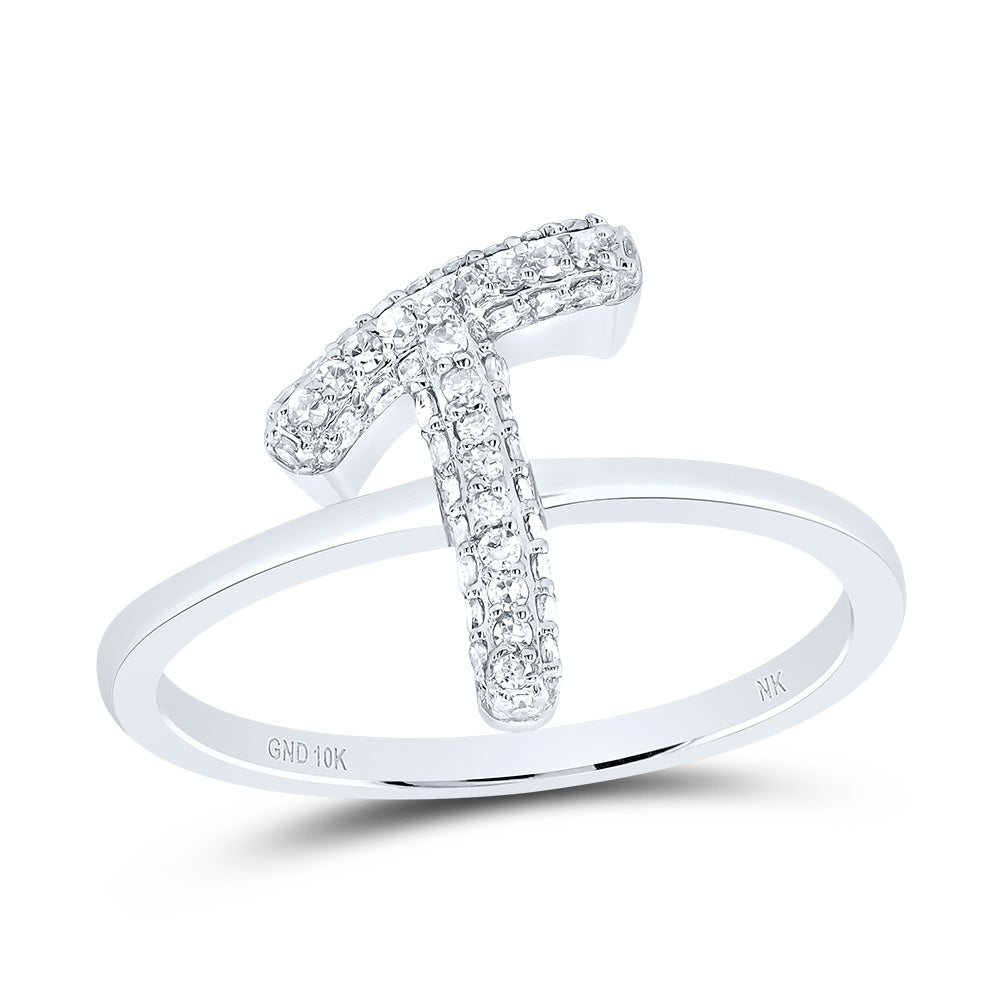10kt Yellow Gold Diamond Fashion Initial Wedding Engagement Anniversary Ring