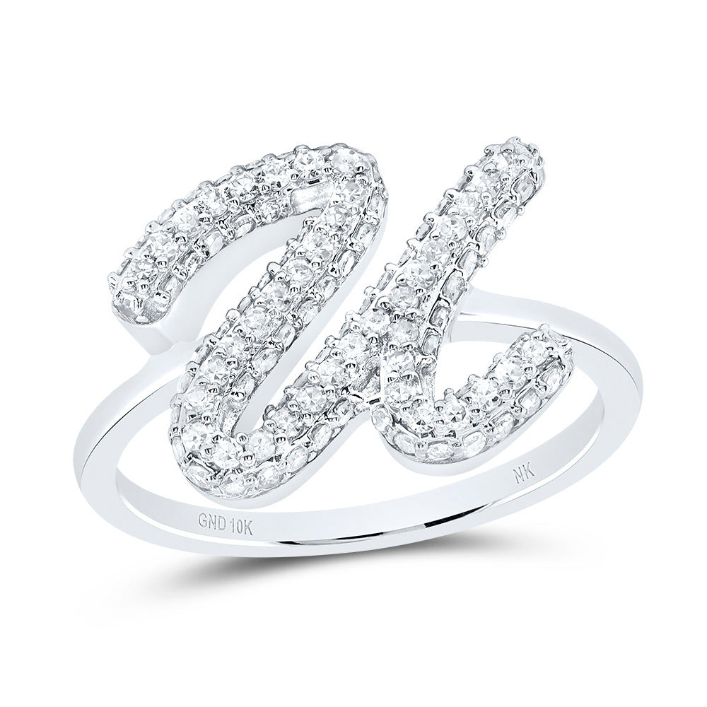 10kt Yellow Gold Diamond Fashion Initial Wedding Engagement Anniversary Ring