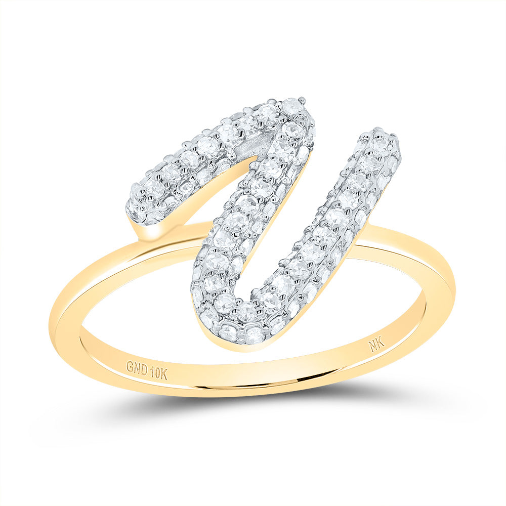 10kt Yellow Gold Diamond Fashion Initial Wedding Engagement Anniversary Ring