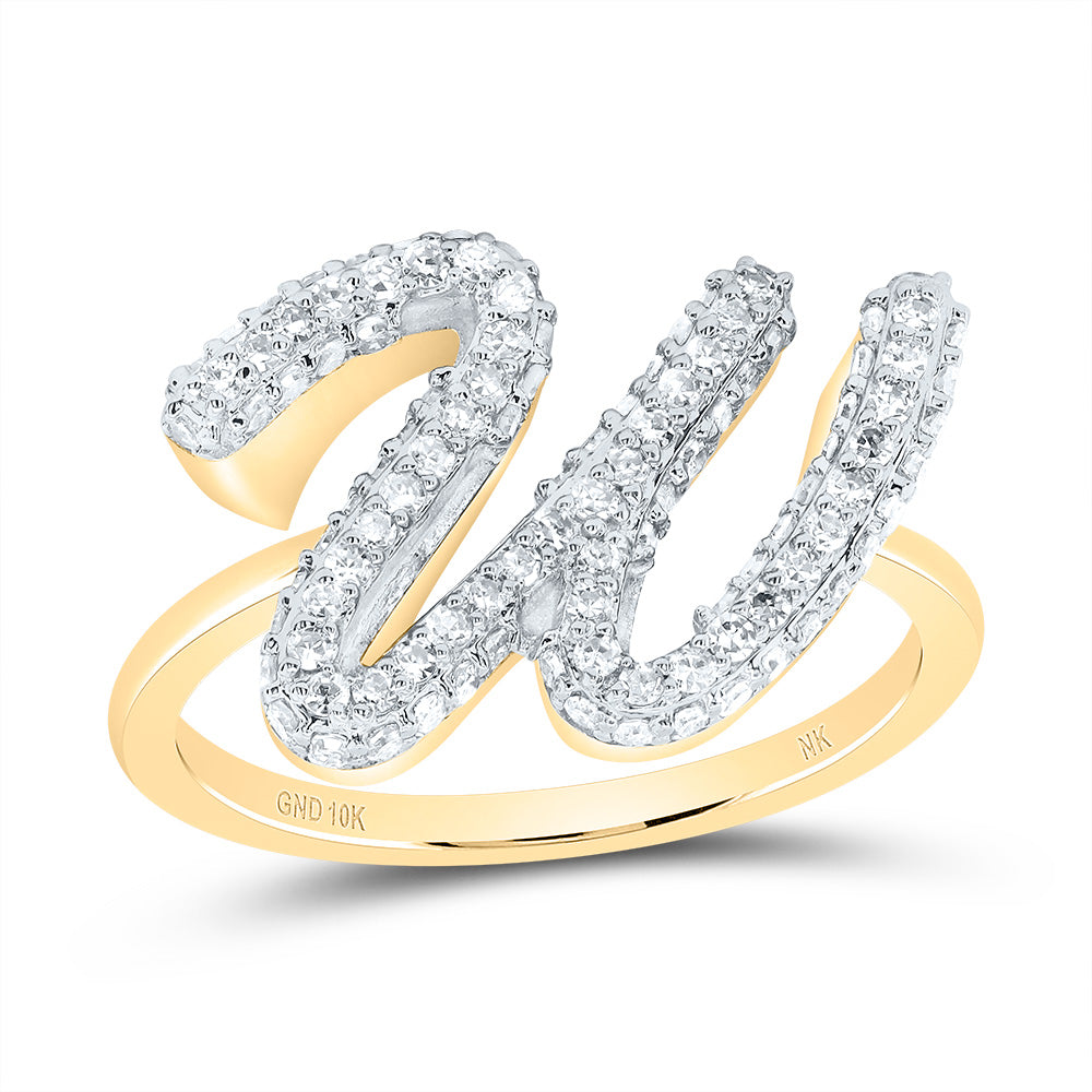 10kt Yellow Gold Diamond Fashion Initial Wedding Engagement Anniversary Ring