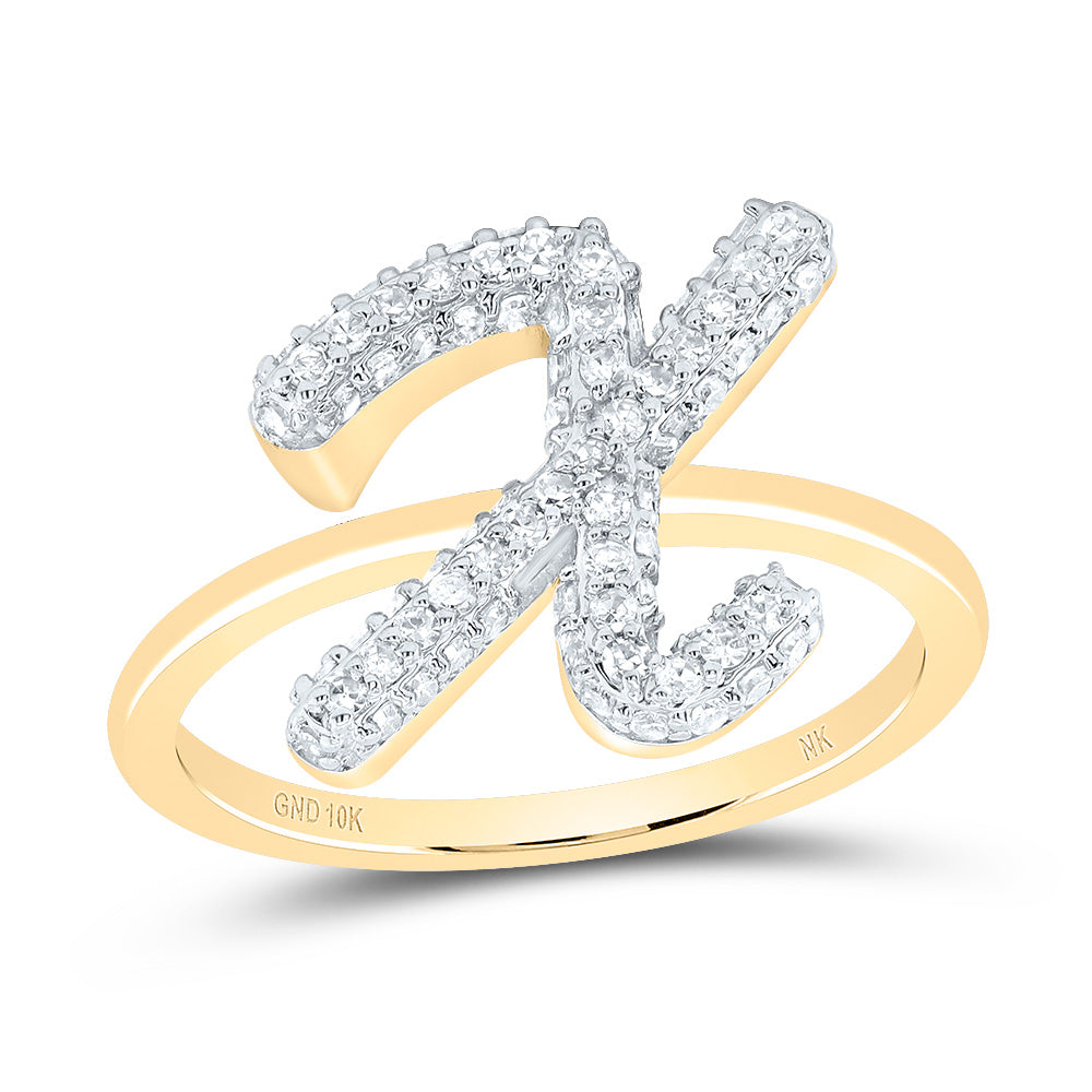 10kt Yellow Gold Diamond Fashion Initial Wedding Engagement Anniversary Ring