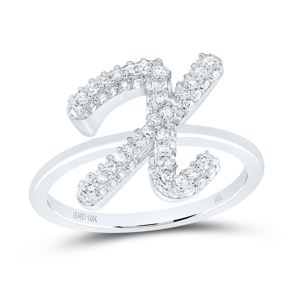 10kt Yellow Gold Diamond Fashion Initial Wedding Engagement Anniversary Ring