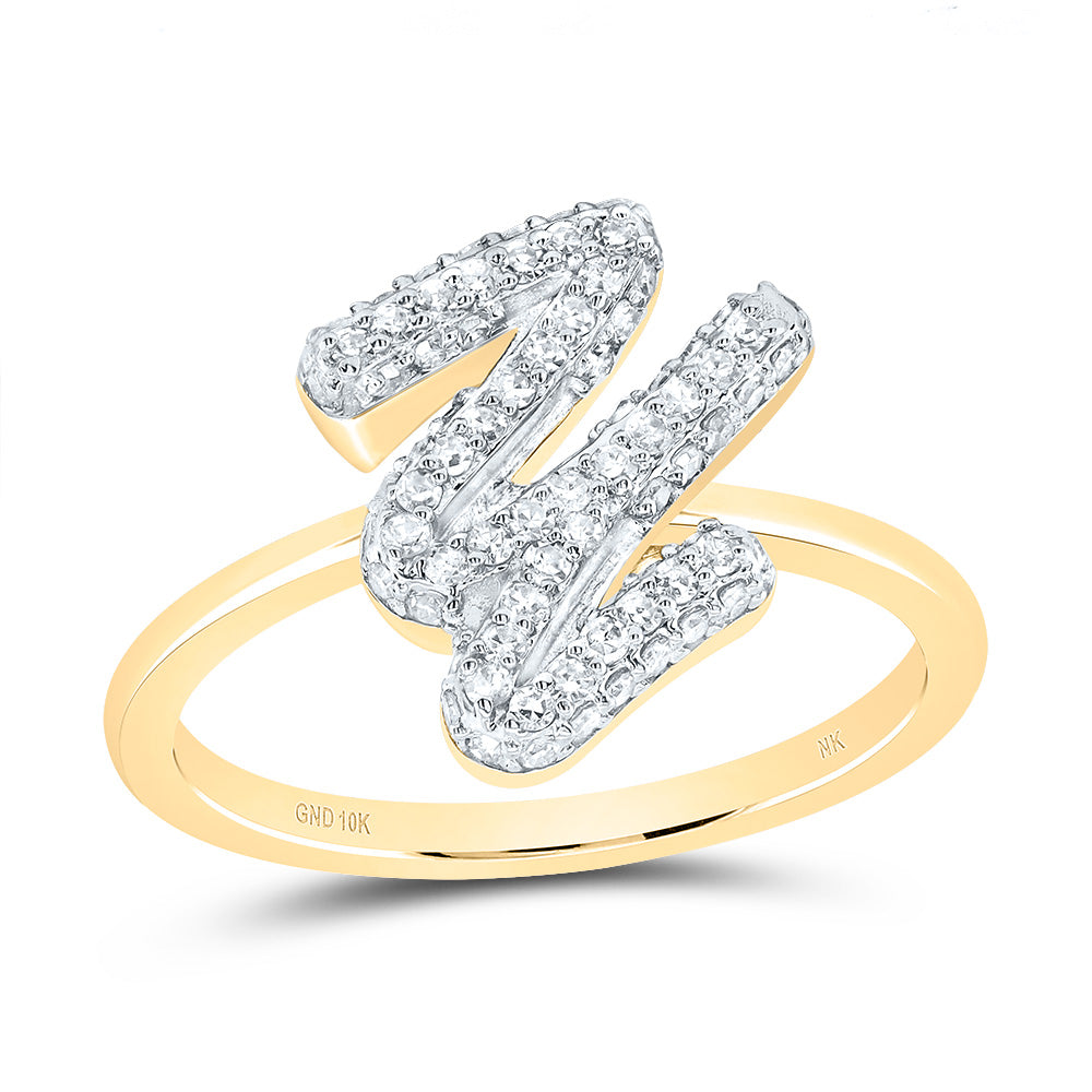 10kt Yellow Gold Diamond Fashion Initial Wedding Engagement Anniversary Ring