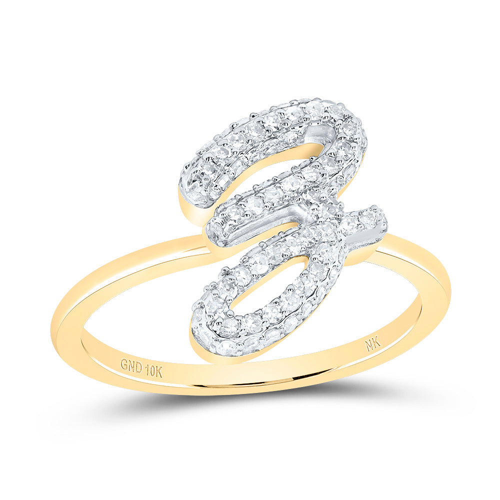 10kt Yellow Gold Diamond Fashion Initial Wedding Engagement Anniversary Ring