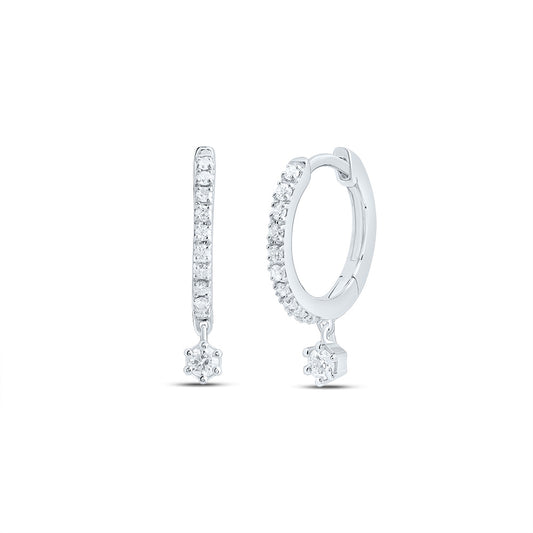 10kt White Gold 1/6 Cttw Diamond Dangling Earring