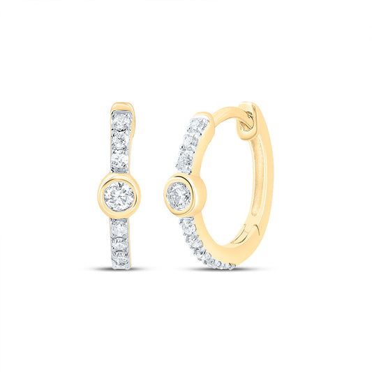 10kt Yellow Gold 1/8 Cttw Diamond Hoop Earring
