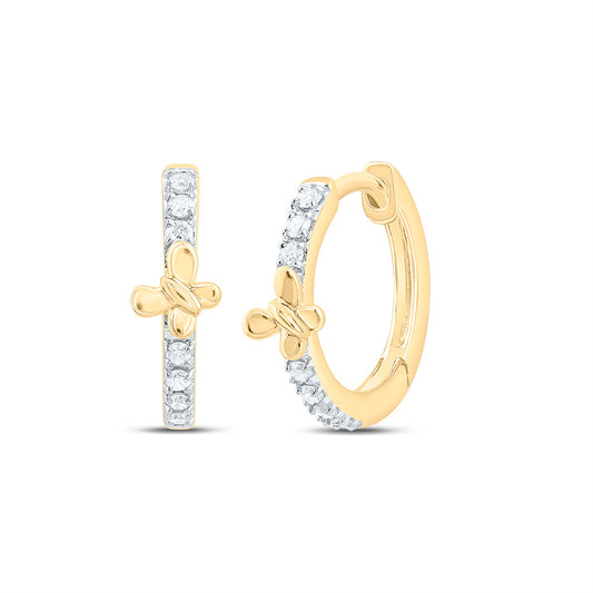 10kt Yellow Gold 1/12 Cttw Diamond Butterfly Hoop Earring