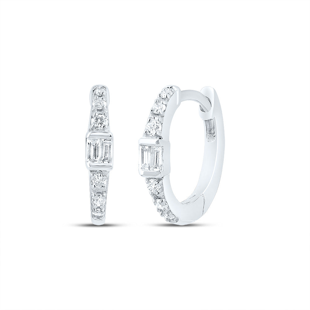 10kt White Gold 1/8 Cttw Diamond Hoop Earring